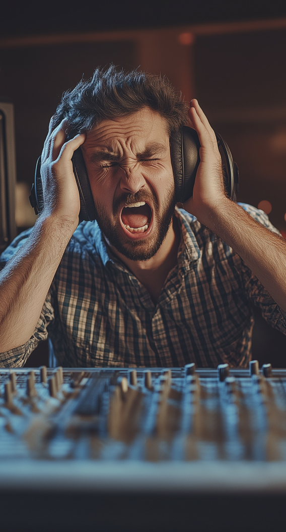 child kid voice over recording engineer in panic